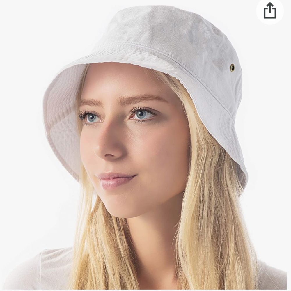 NWT The Hat Depot White Cotton Unisex Packable Bucket Hat in L/XL